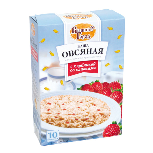 Каша овсяная с клубникой и сливками